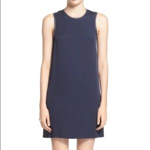 DONATED Brindina Leather Trim Silk Shift Dress Brindina